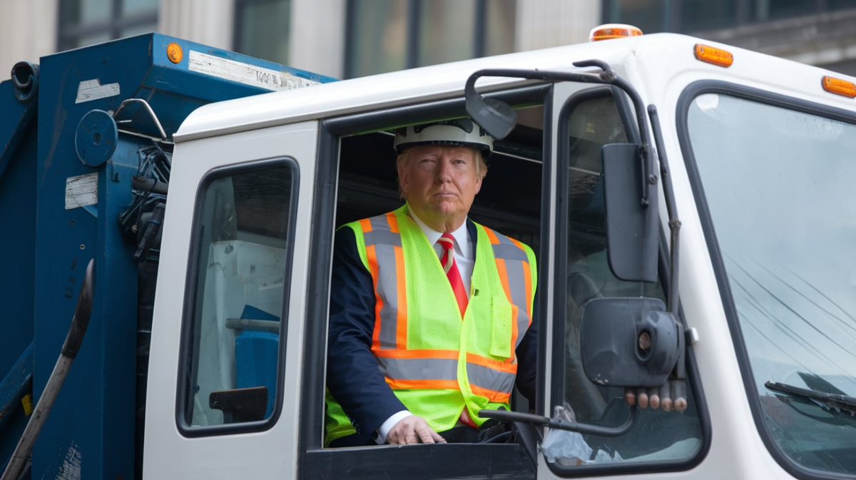 Trump in Garbage Truck Today